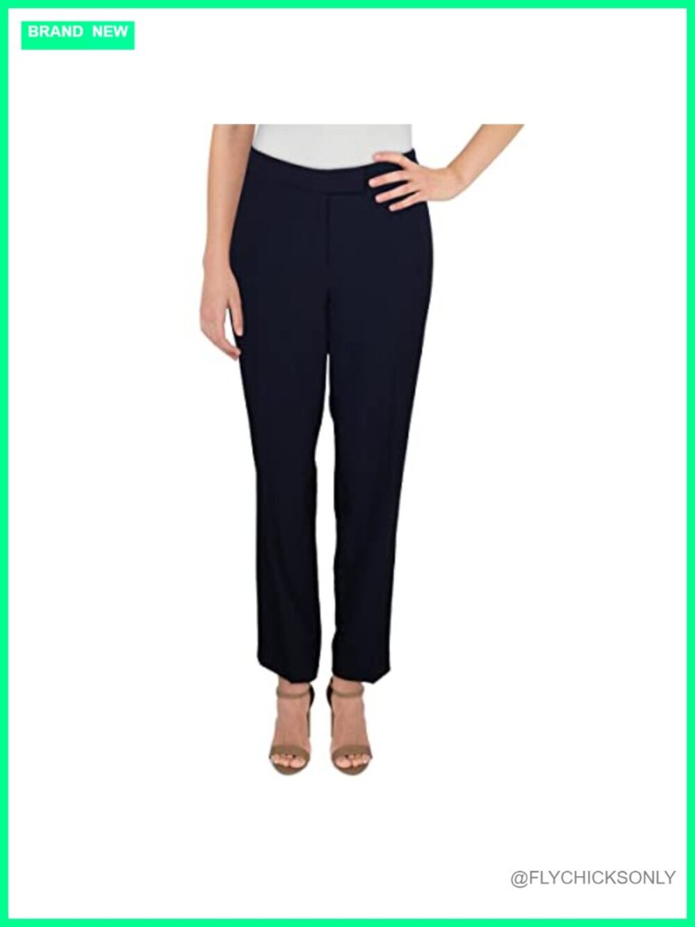 Anne Klein Slim Leg Straight Pants Mid Rise Business Casual Flat Front